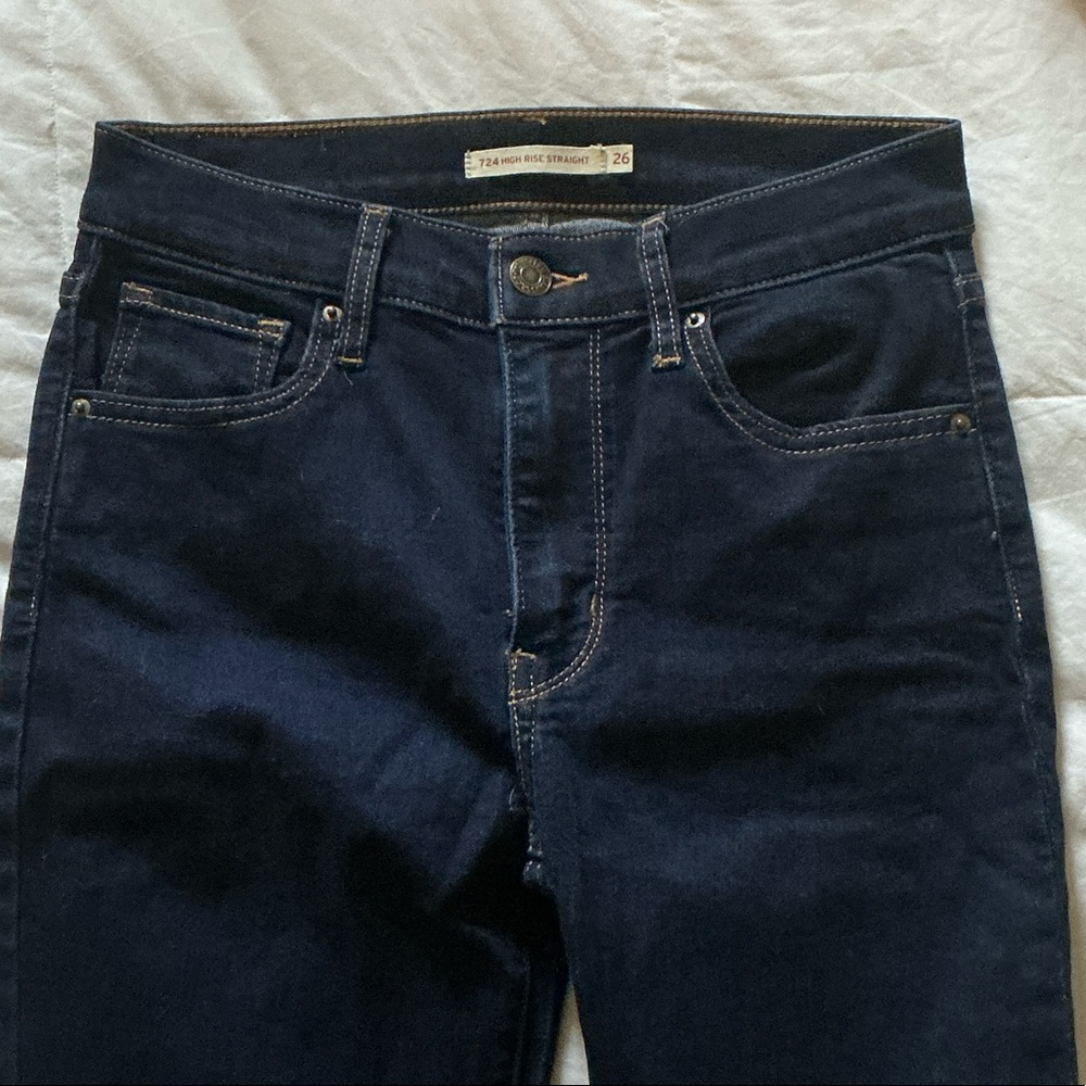High-Rise Dark Blue Women’s Jeans - 724 High Rise Straight